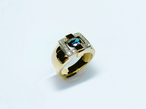 BAGUE JONC AJOURÉE Or bicolore, Saphir & Diamants