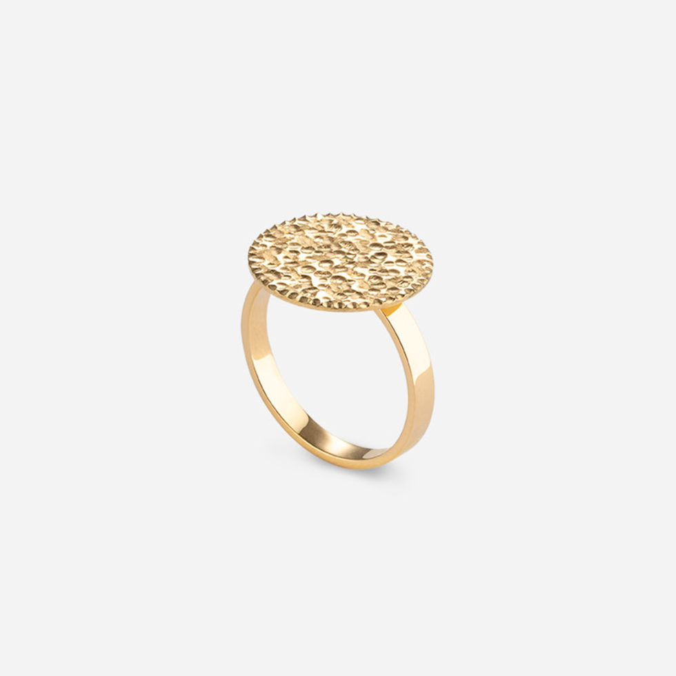 Bague Feuille Martelée Taille 62 – Plaqué Or 18K 5 Microns, Dolly-Bijoux, Marque RM FRANCE